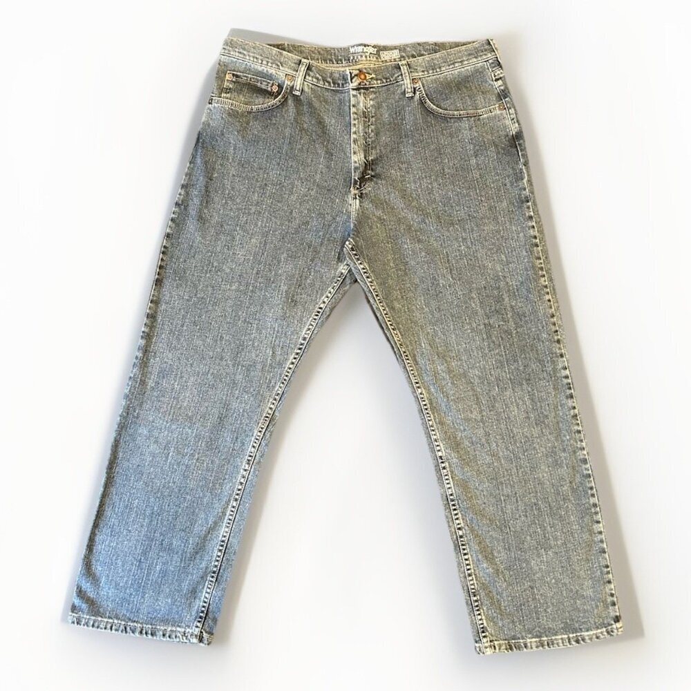 Wrangler Reserve Advanced Comfort Straight Leg Denim Blue Jeans Men's Size 38x29